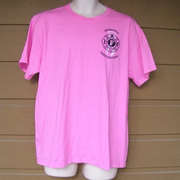 Fruit of the Loom Other - WINNIPEG FIREFIGHTERS Tshirt, L Pink Breast cancer